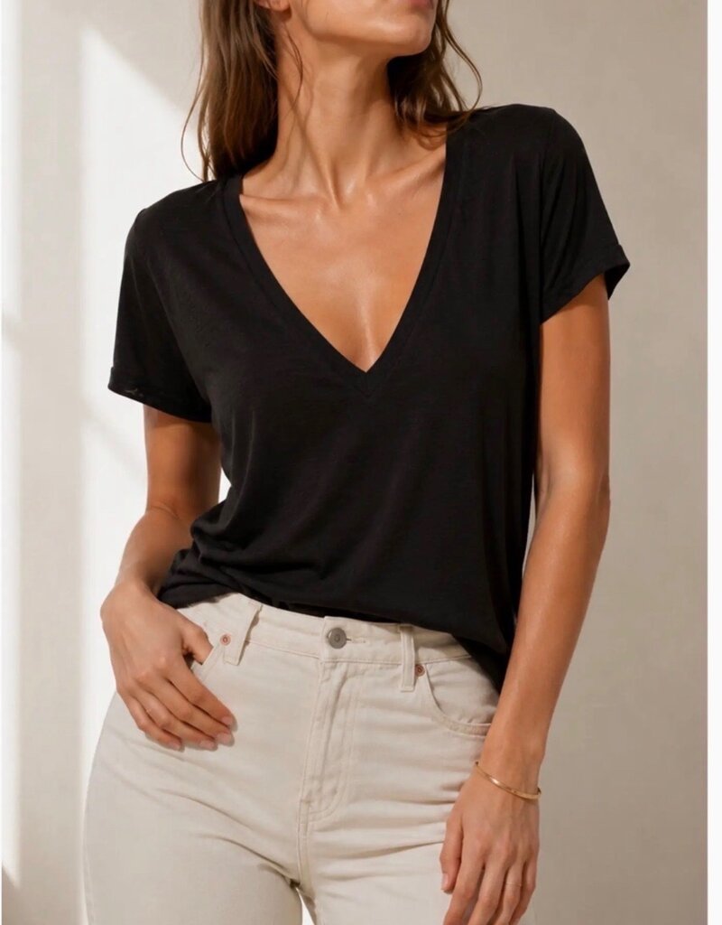 Noend Denim Supima Cotton Deep V-Neck Tee