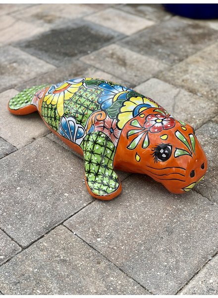 Large Hand-Painted Manatee / Sea Cow Wall Mount Sculpture – 18" Art Deco Style
