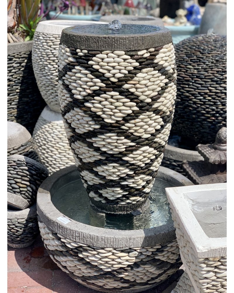 Pebble Tall Jar Fountain Small X Pattern