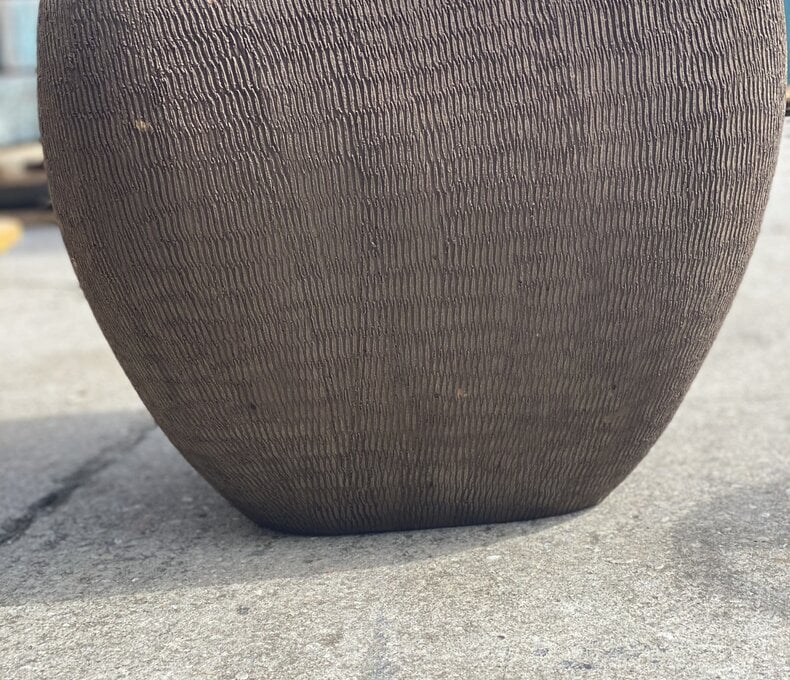 Terracotta Round Square Swirl Scraped Planter Large C