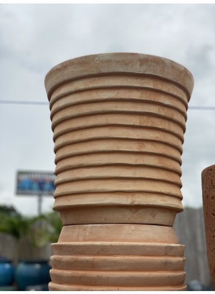 Terracotta Cylinder Planter with Thick Lines Large