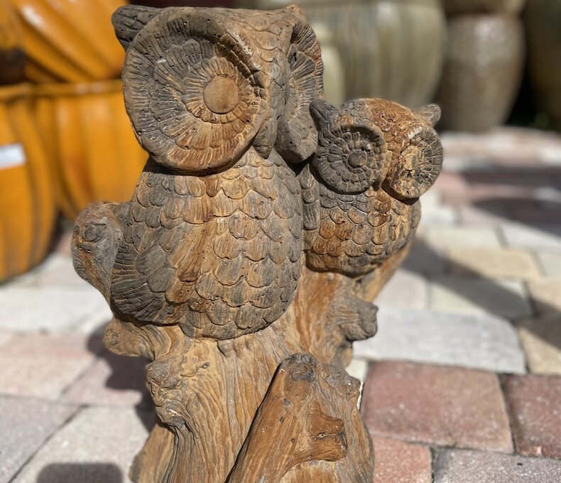 TWO OWLS ON LOG 46LBS