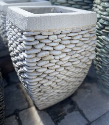 Milan Tall Rounded Square Pebble Planter Small W
