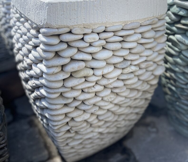Milan Tall Rounded Square Pebble Planter Small W