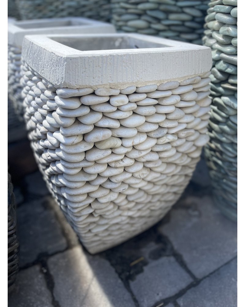 Milan Tall Rounded Square Pebble Planter Small W