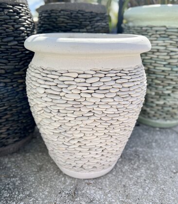 Garden Rolled Rim Pebble Planter Medium W