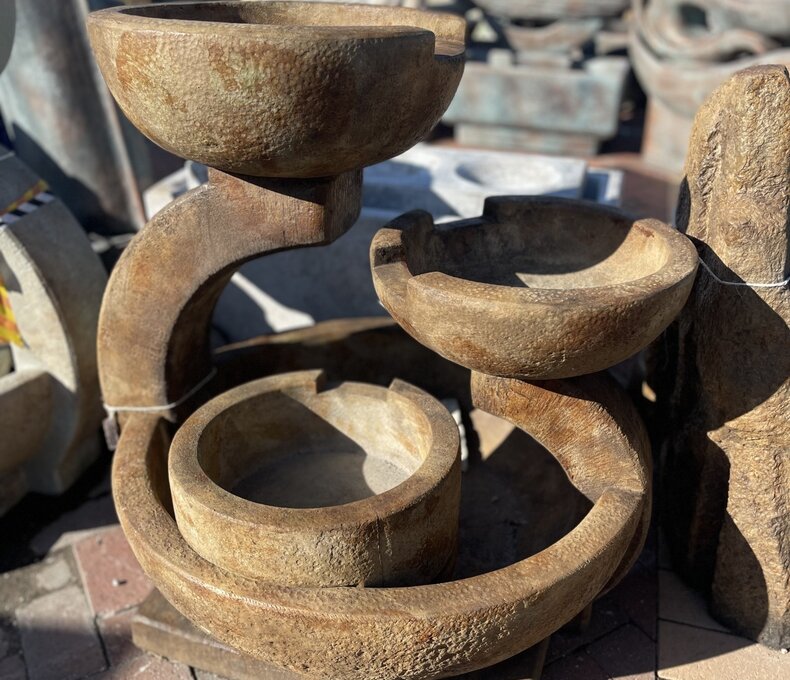 Three-Bowl Waterfall Fountain  with Lights 390lbs RL