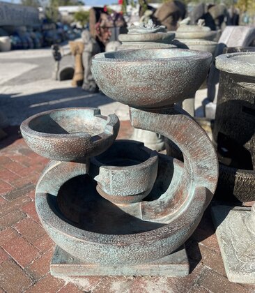 Three-Bowl Waterfall Fountain with Lights 390lbs  BP