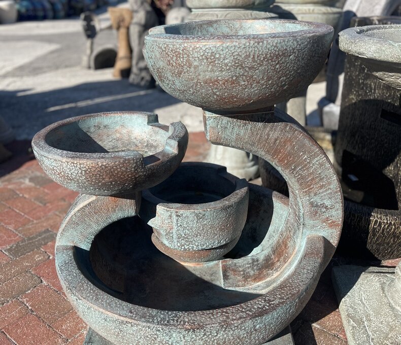 Three-Bowl Waterfall Fountain with Lights 390lbs  BP