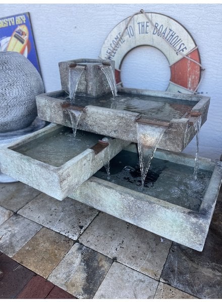 Stacked Rectangle Fountain with Lights 406lbs RF