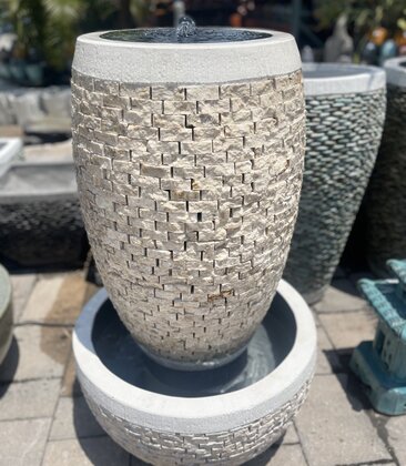 Tall Slate Barrel Fountain Medium W