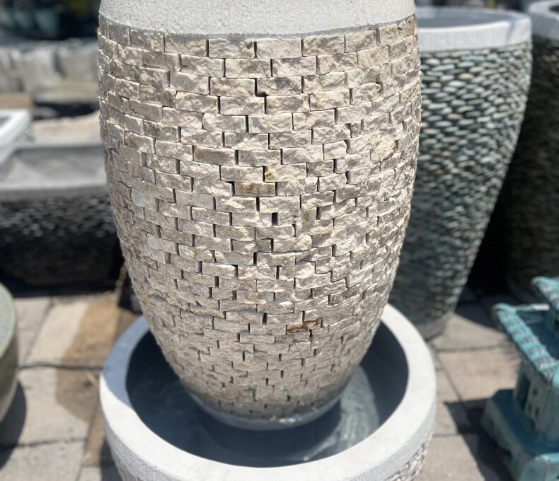 Tall Slate Barrel Fountain Medium W