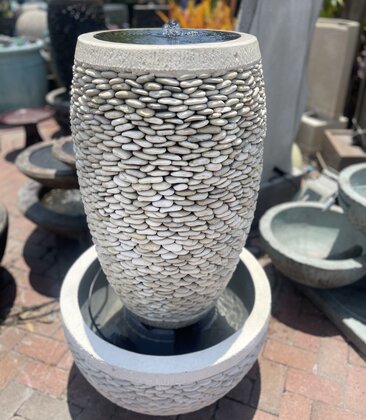 Tall Pebble Barrel Fountain Medium W