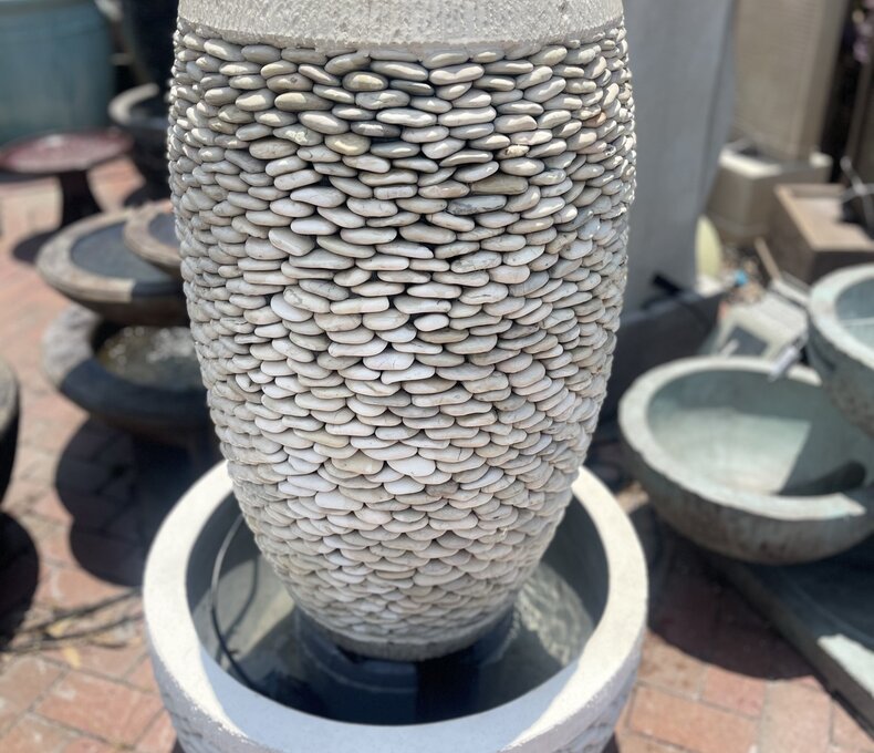Tall Pebble Barrel Fountain Medium W