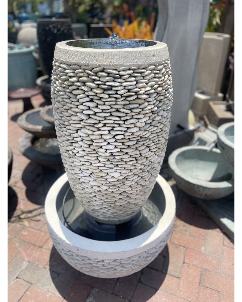 Tall Pebble Barrel Fountain Medium W