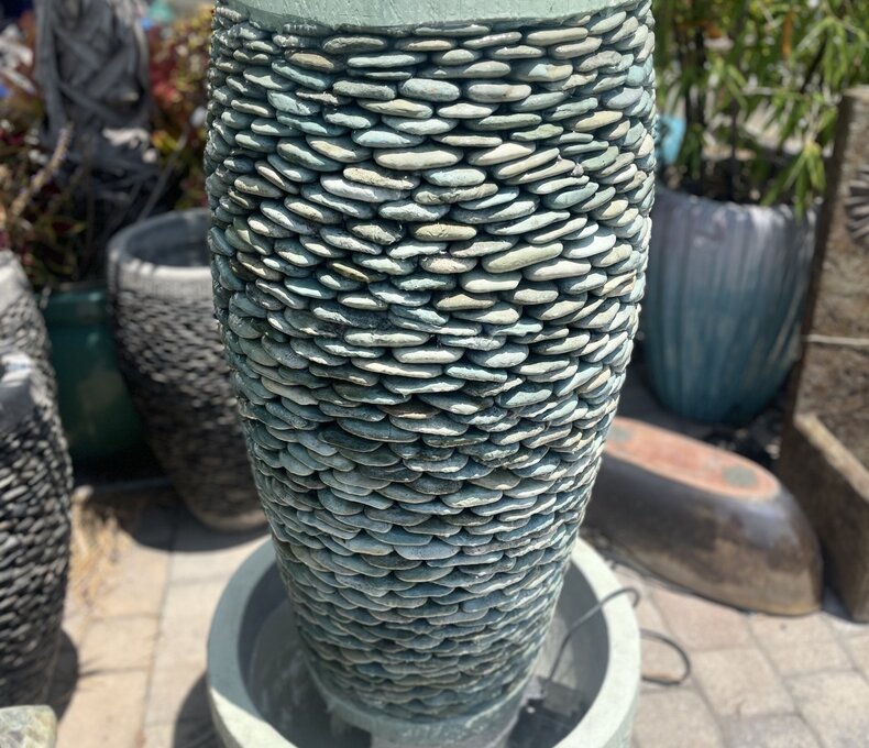 Tall Pebble Barrel Fountain Large J