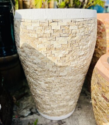 Tall Tapered Round Slate Planter Large W
