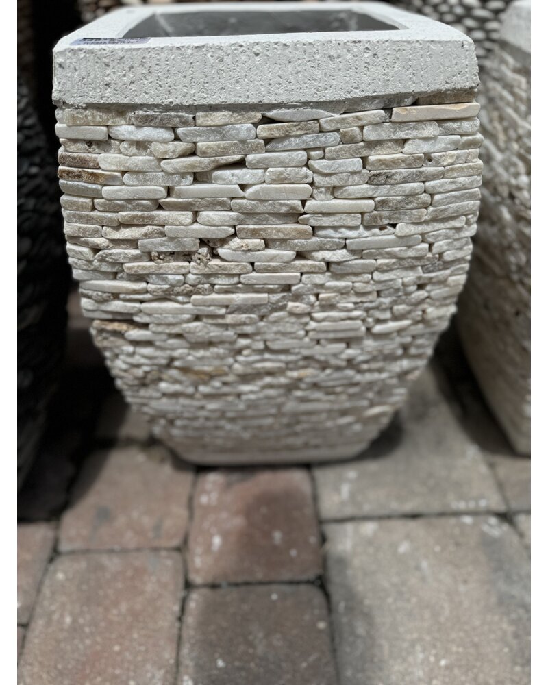 Milan Tall Rounded Square Stacked Slate Planter Small O