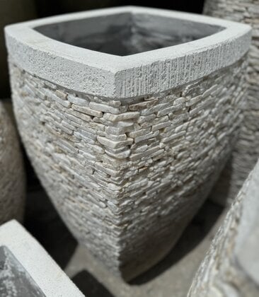Milan Tall Rounded Square Stacked Slate Planter Large O