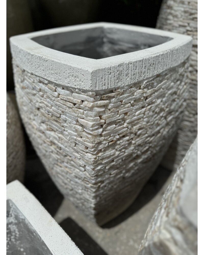 Milan Tall Rounded Square Stacked Slate Planter Large O