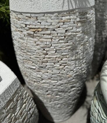 Tall Tapered Barrell Stacked Slate Planter Large O