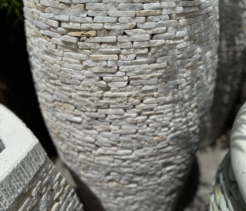 Tall Tapered Barrell Stacked Slate Planter Large O