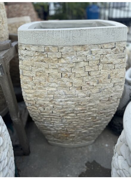 Milan Tall Rounded Square Slate Planter Large W