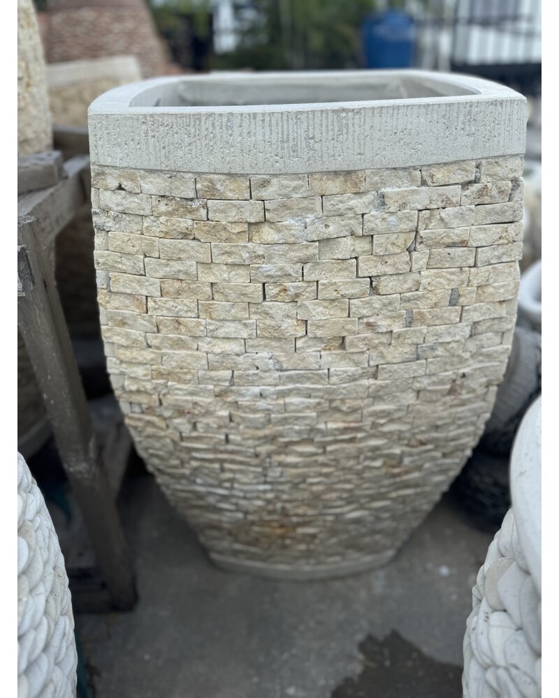 Milan Tall Rounded Square Slate Planter Large W