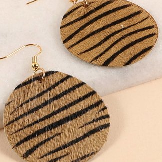 Zebra Print Calf Round Earrings