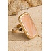 Rectangle natural stone with hammered metal accent Ring