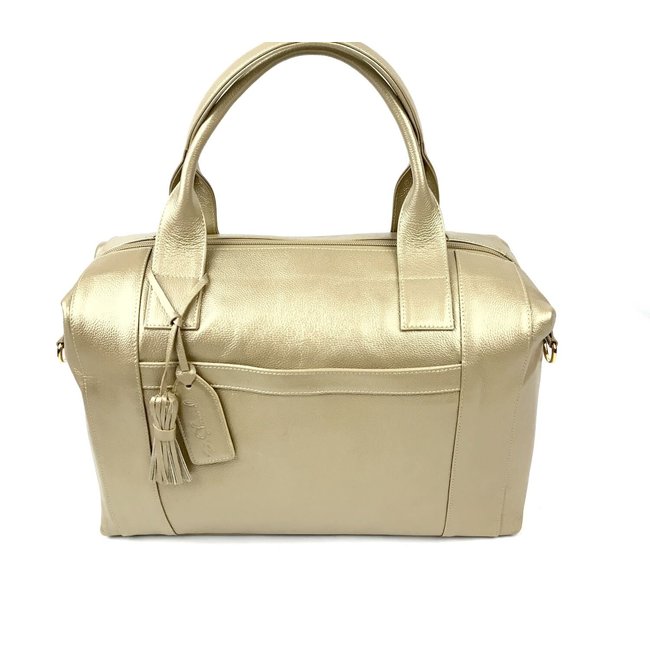 Genuine Leather Gold Shoulder Tote [P. Sherrod]