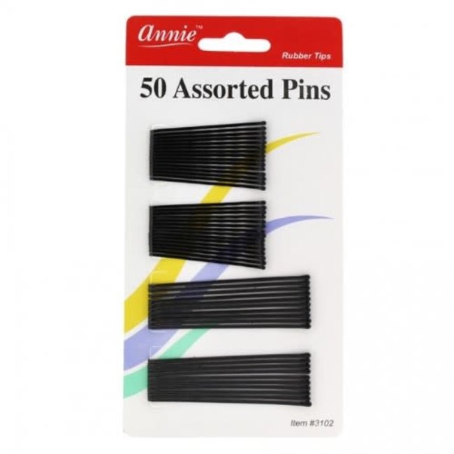 Annie bob pins black assorted 50ct