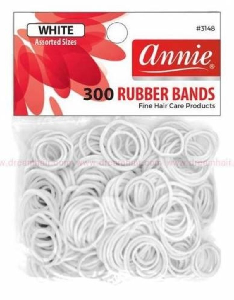 Annie Rubber Bands 300ct White Black Beauty & Supply