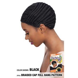 Braided Cap Full Bang Pattern-Black
