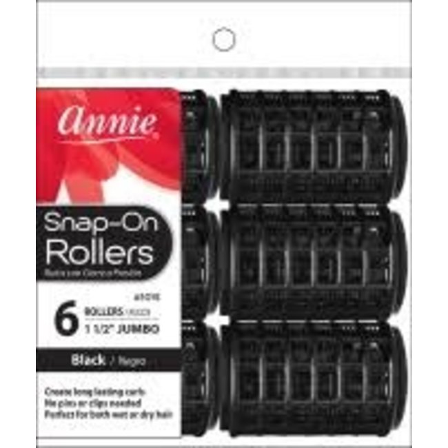 ANNIE ROLLERS SNAP-ON BLACK (JB) 6CT