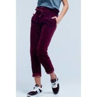 Maroon High Waisted PaperBag Pants