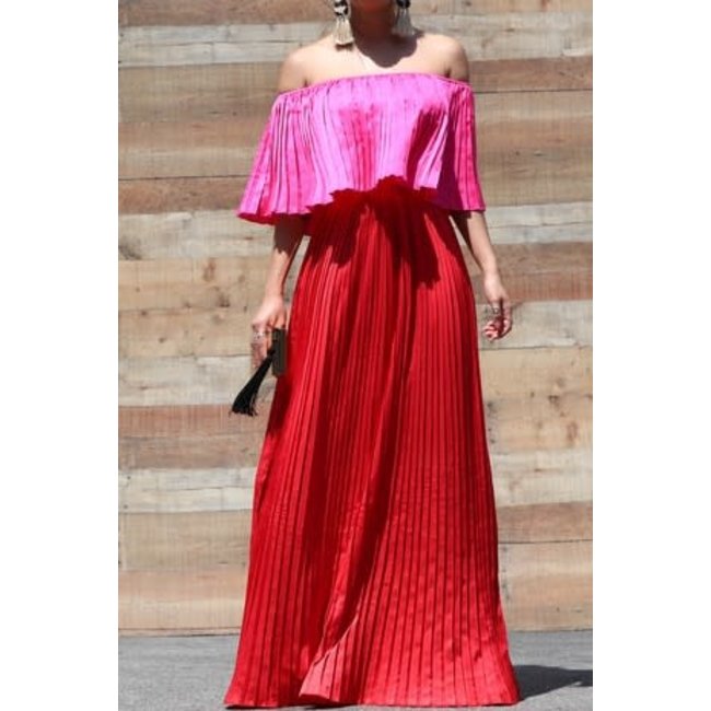 Satin Off Shoulder Maxi Dress