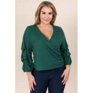Draping Sleeve Faux Wrap Top