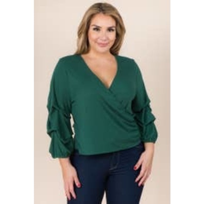 Draping Sleeve Faux Wrap Top