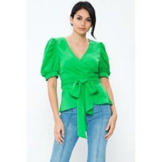 Solid Wrap Top-Green