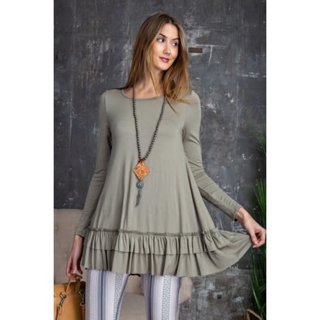 Long Sleeve Ruffle Tunic Top
