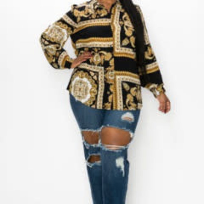 Versace Like Print Blouse (Plus)