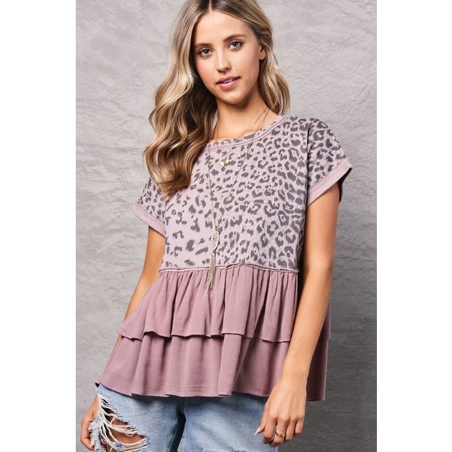 Cute Leopard Top -Army Green