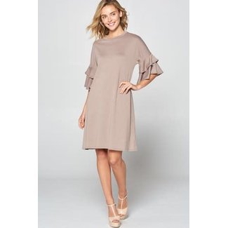 Midi Solid Ruffle Dress