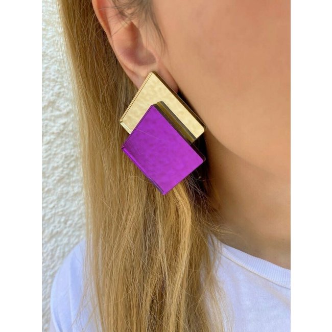 Rectangular Clip On Earrings