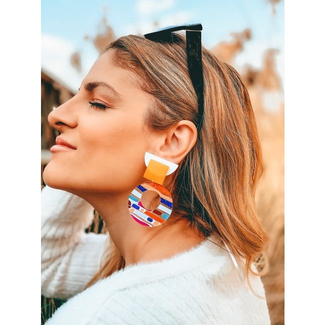 Multicolor Clip On Earrings