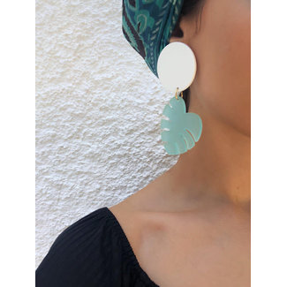 Green Leaf Earrings Clip On