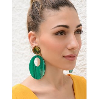 Green Clip On Earrings Oval Shape