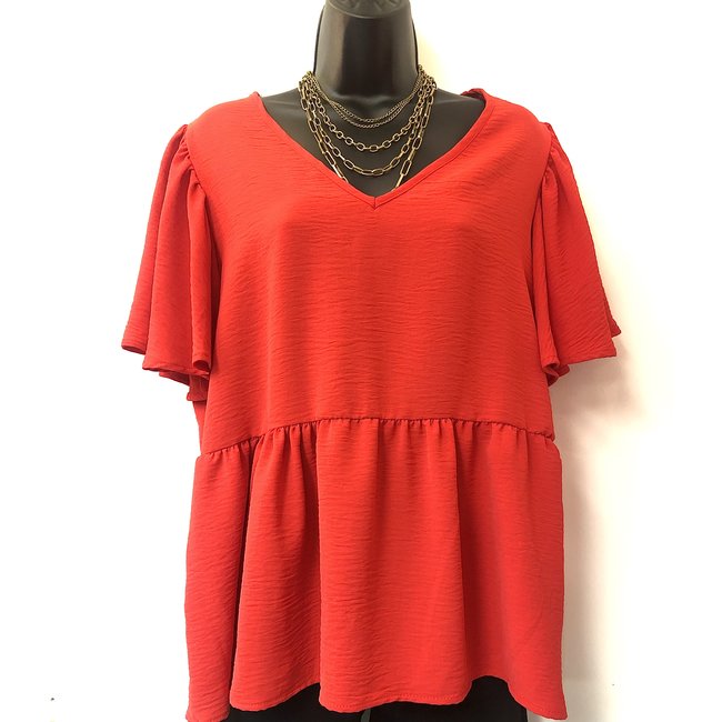 Ruffle Red Babydoll Top