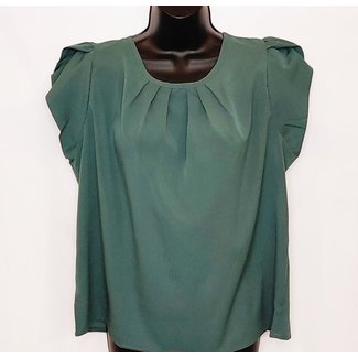 Rauched Solid Color Relaxed Top